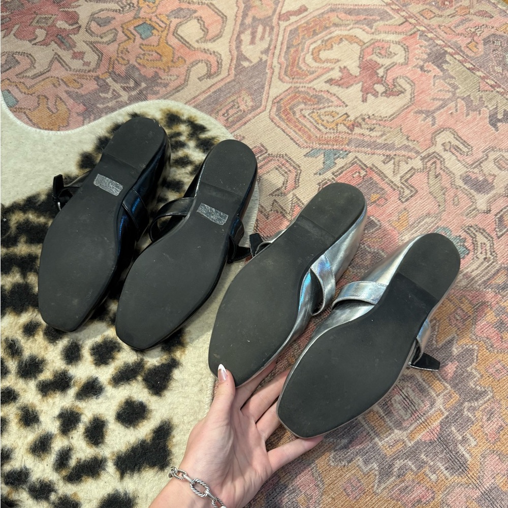 Dolce Vita Black and Silver Mary Jane Flats - Picture 3 of 4